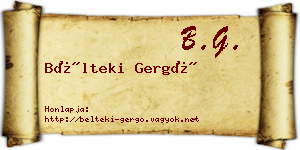 Bélteki Gergő névjegykártya